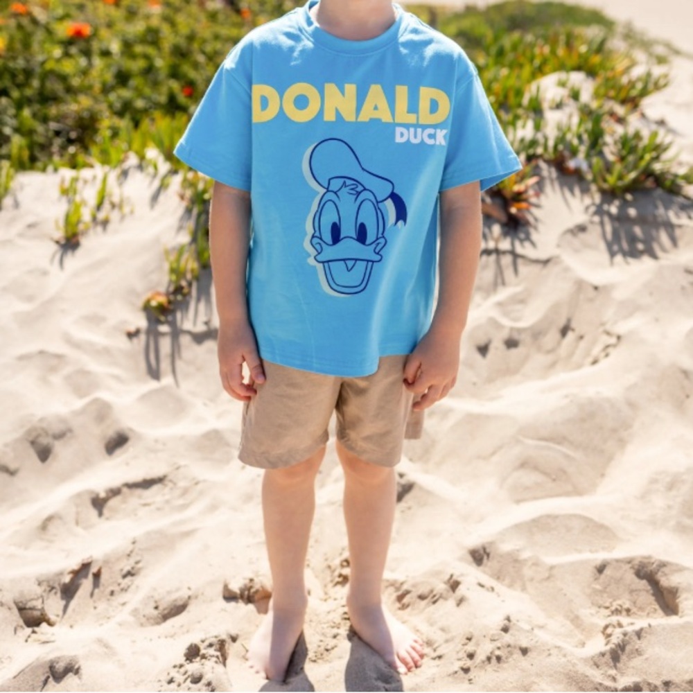 Disney Mickey and Friends Donald Duck Cotton Blue Kids Short-sleeves T-shirts